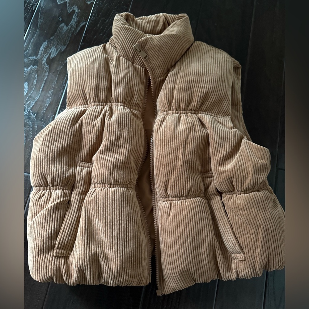 NWOT Tan Corduroy Puffer Vest